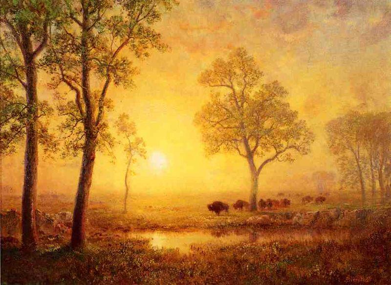 Albert Bierstadt Sunset on the Mountain China oil painting art